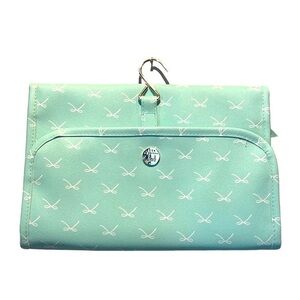 Dabney Lee Mint Green Bow Print Travel Makeup Case